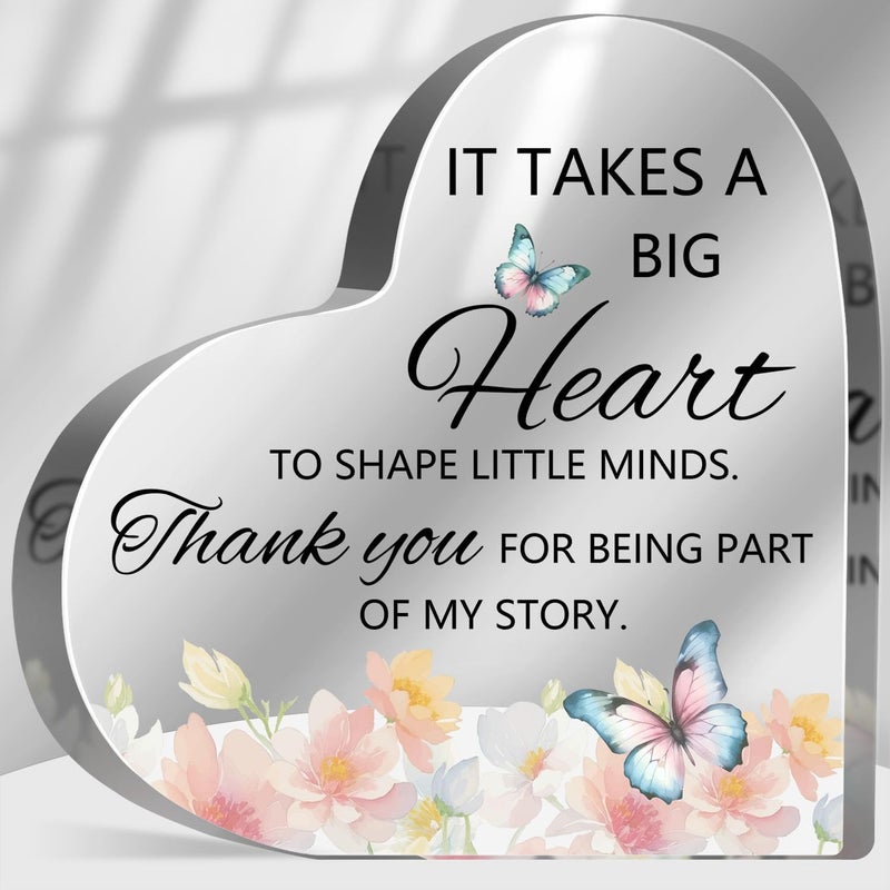 MUNLICAR Thank You Presents for Women Men, Motivational Office Desk Decor, Coworkers Appreciation Gifts, Thank You for Being Part of My Story Sign Inspirational Acrylic Heart Plaque - Image 1